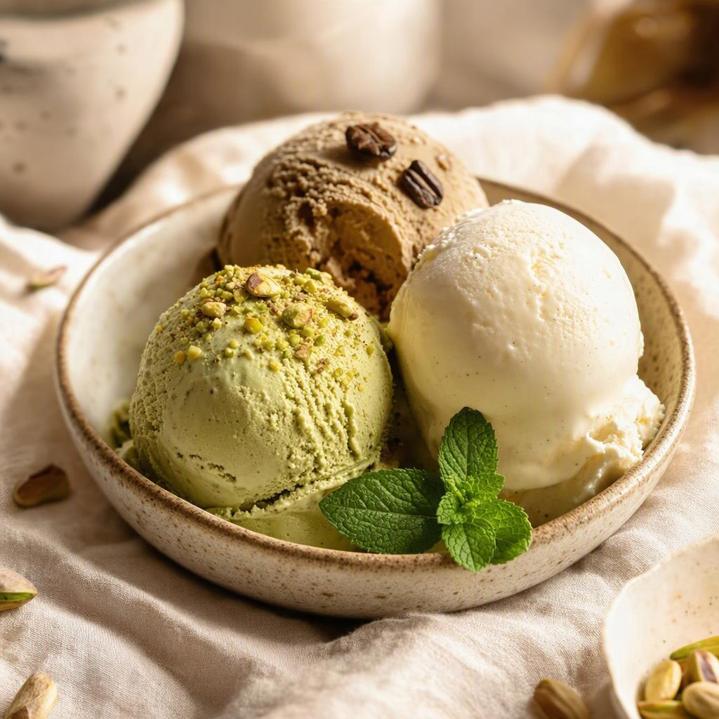 Gelato artesanal en taza de cerámica